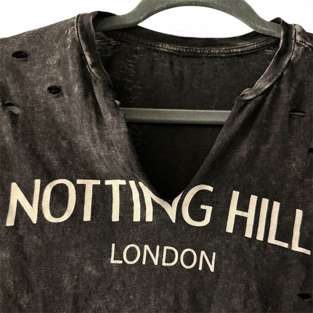 Notting Hill Distressed Faded Gray T-Shirt - Picture 3 of 4